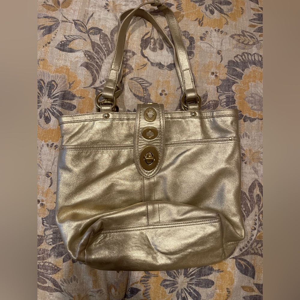 Soft, slouchy & shiny! *** Gold Coach purse!